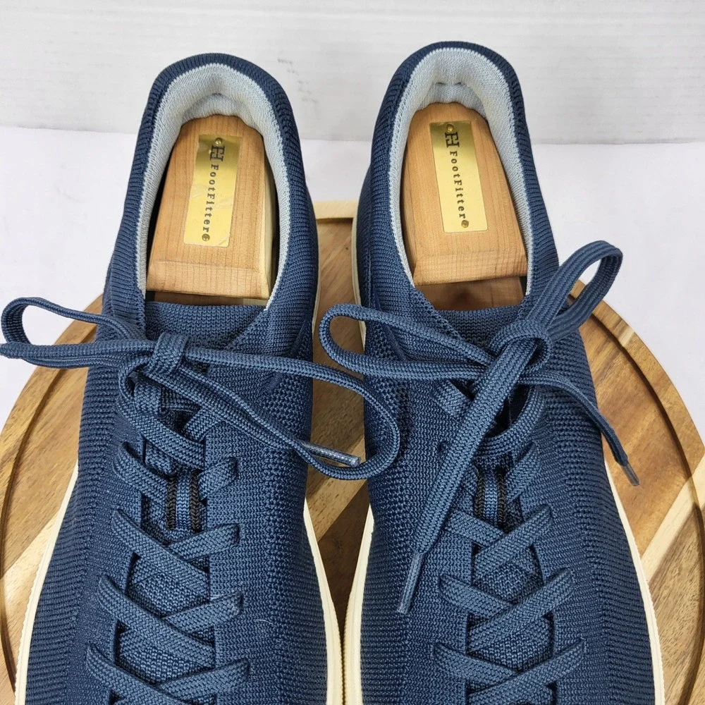 Rothy's Men's 11 Women's 12.5 RS01 Navy Blue Knit Lace Up Sneakers rPET NWOB‎